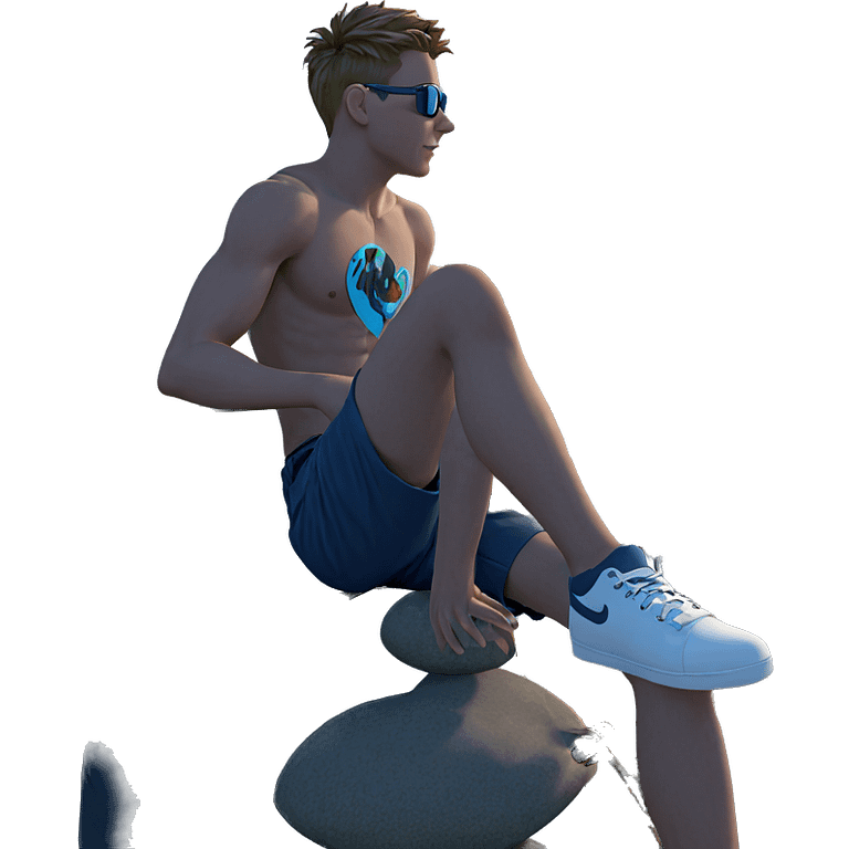 boy sitting by the ocean emoji