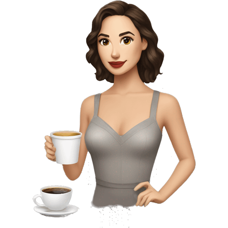 Gal Gadot serving coffee emoji