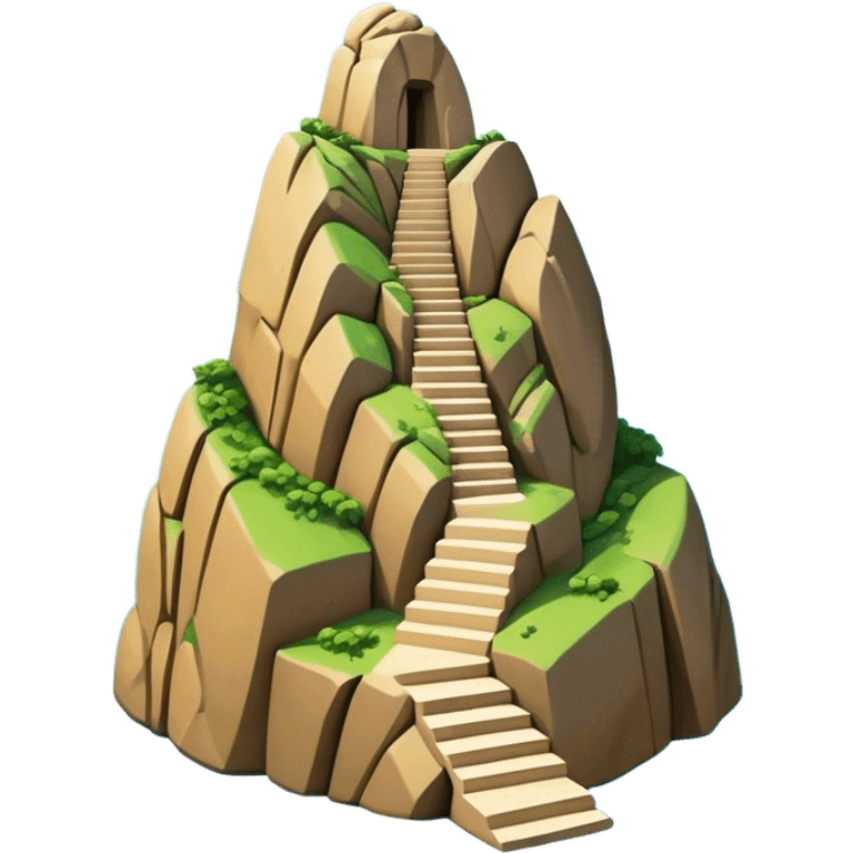 Cinematic Realistic Guatapé Rock Landmark Emoji, depicting the colossal monolithic rock with its zigzagging staircase, offering panoramic views of lush green lakes and scattered islands. emoji