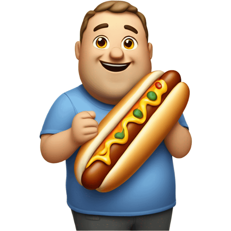 Fat man eating a hot dog emoji