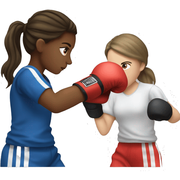 white brunette girl boxing emoji