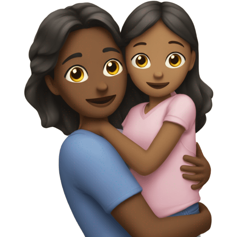 Mother huggings with a girl emoji