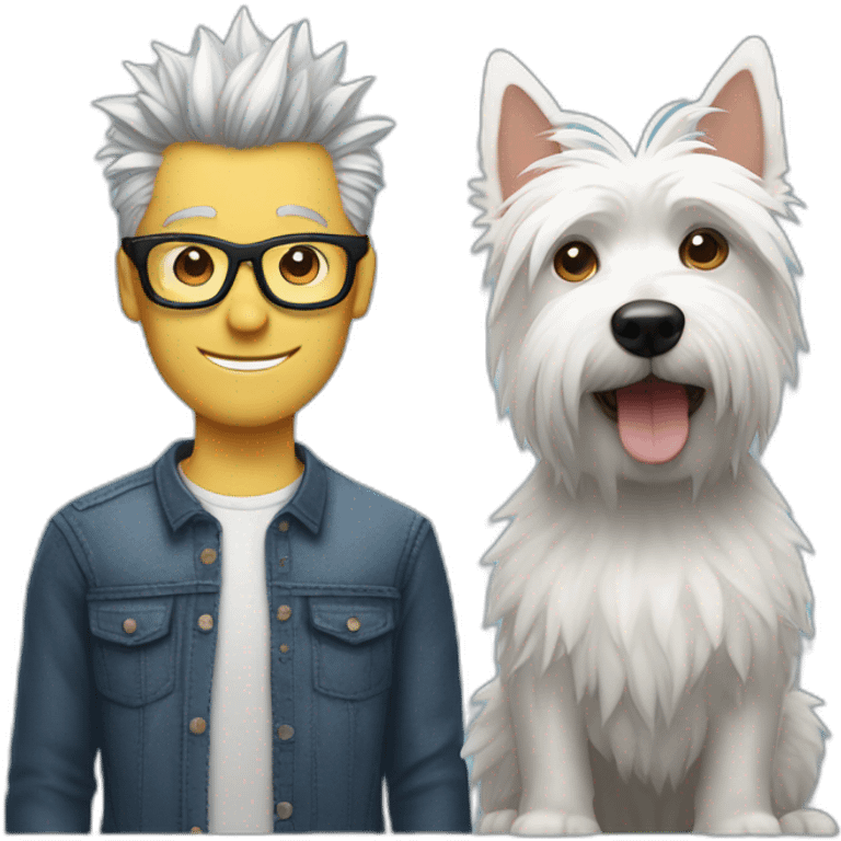 Man with glasses anda spiky hair with westie dog girl emoji