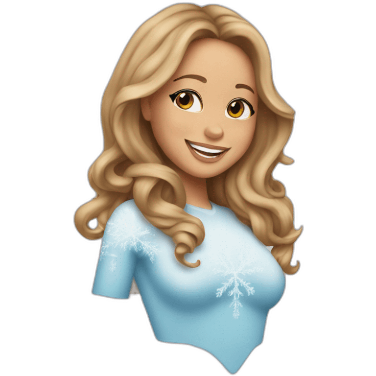 Mariah carey in an icecub Christmas emoji