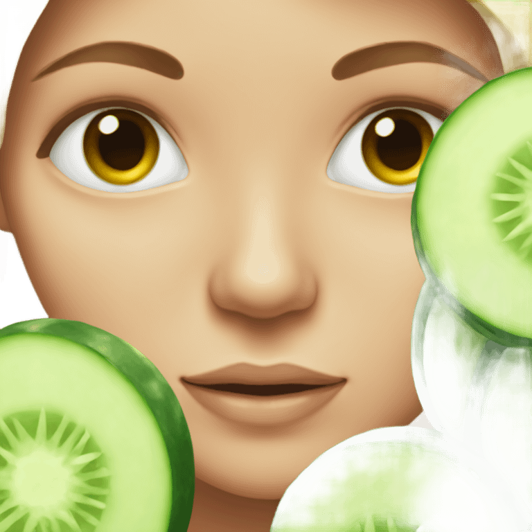 Girl with cucumber slices on her eyes emoji