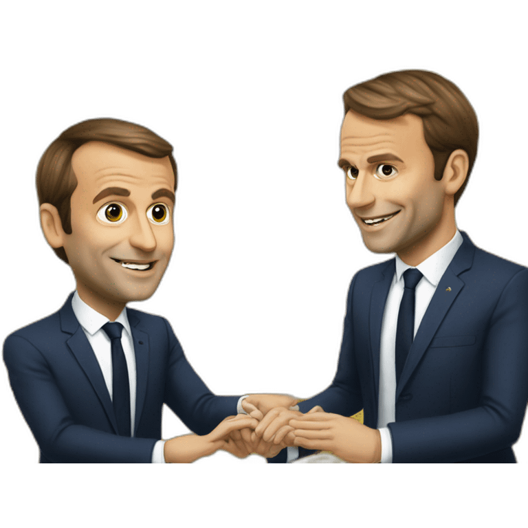 Emanuel Macron qui joue au jeu video emoji