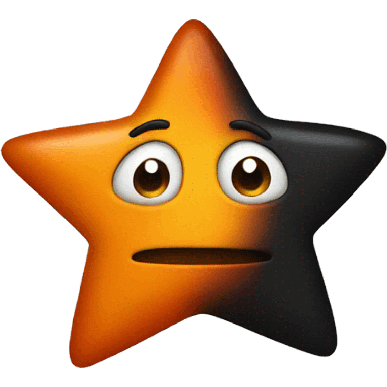 jumping star half black, half orange burnt emoji