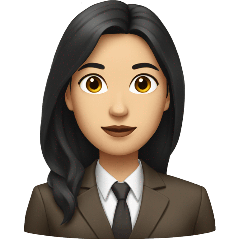 Female defense attorney with long black hair with brown suit emoji