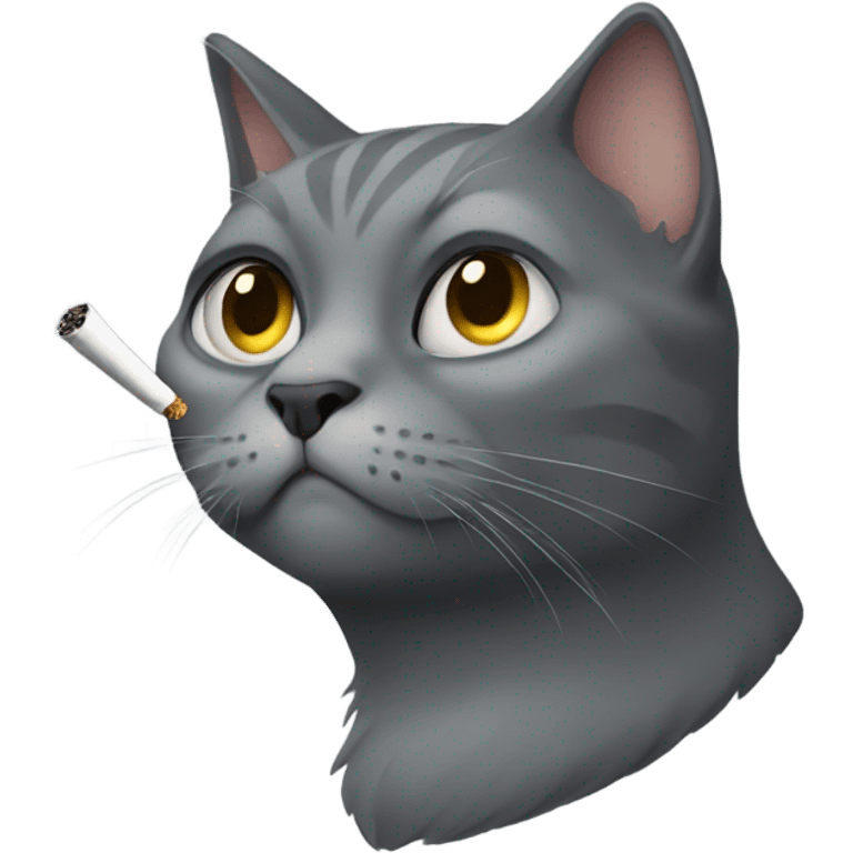 Grey cat smoking emoji