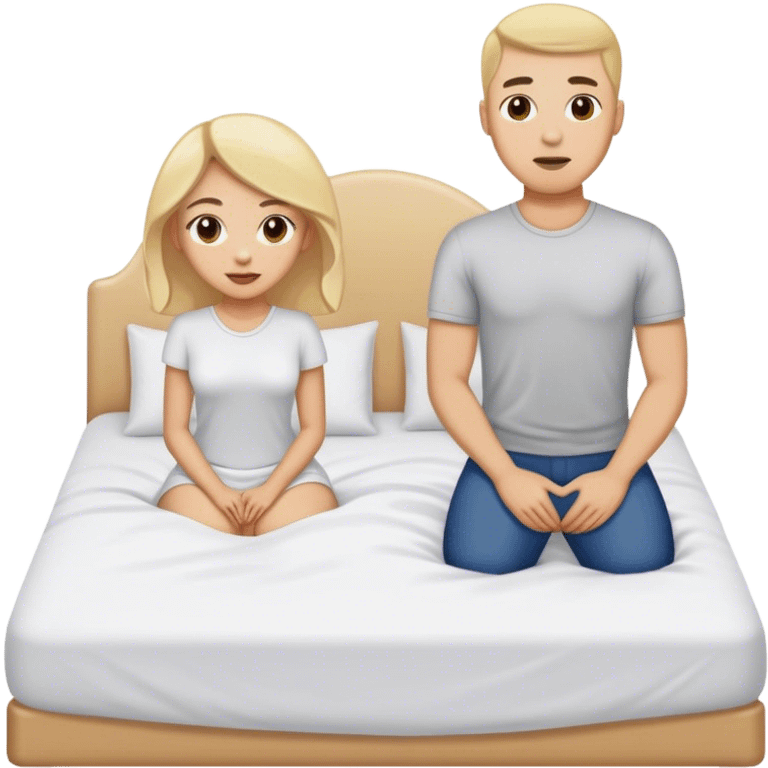 Woman on bed and man standing behind her emoji