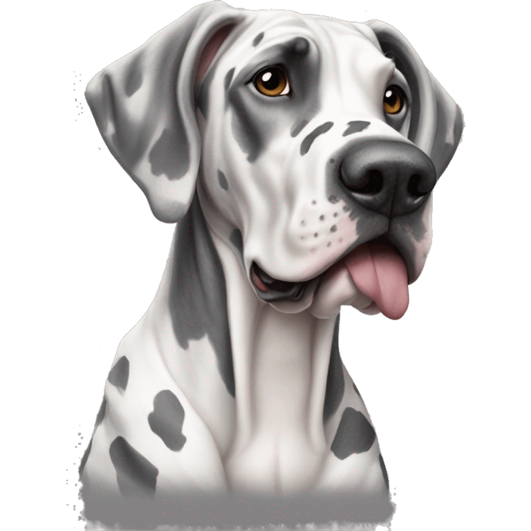 Gray and white harlequin Great Dane sitting emoji