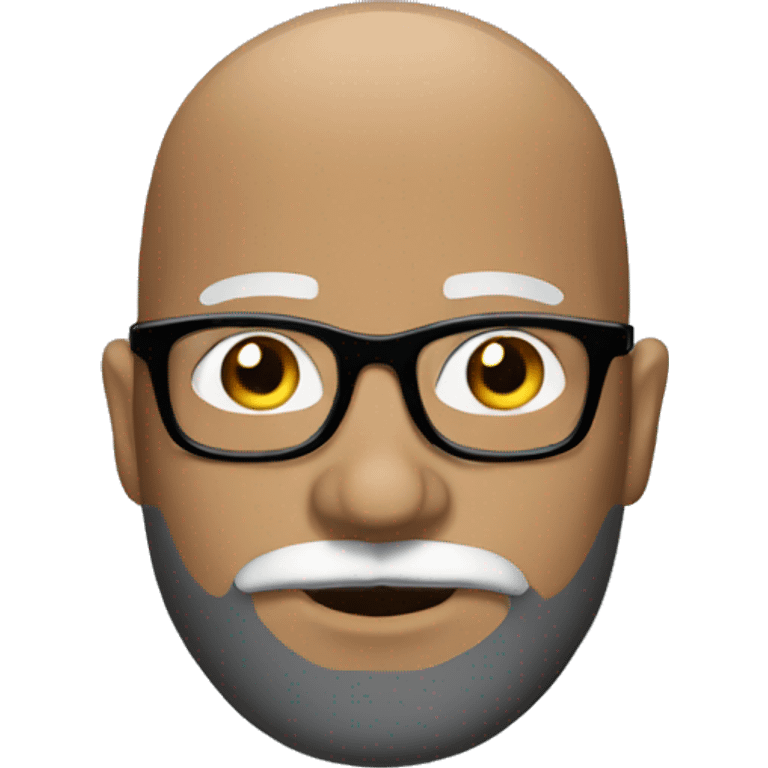 a bald man with a salt and pepper beard and black glasses emoji