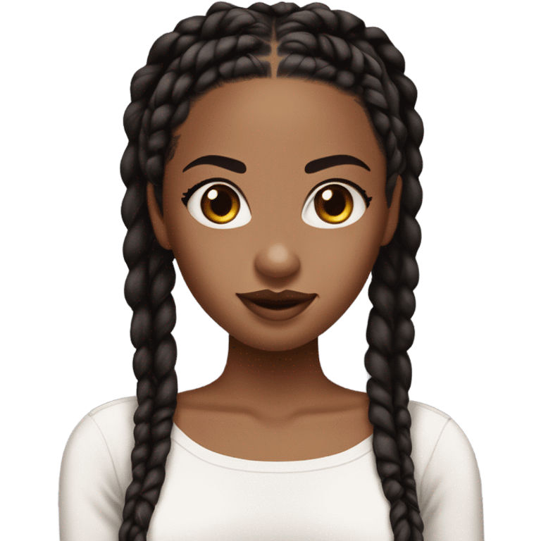 brown skined girl with black box braids and wears makeup is wearing a white tube top emoji