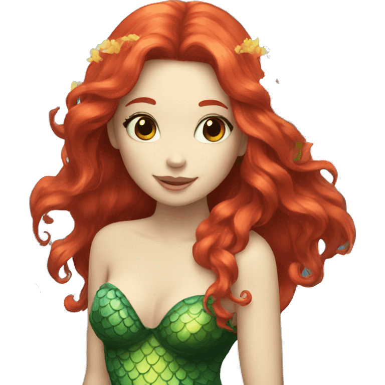 mermaid with red hair with a flower emoji