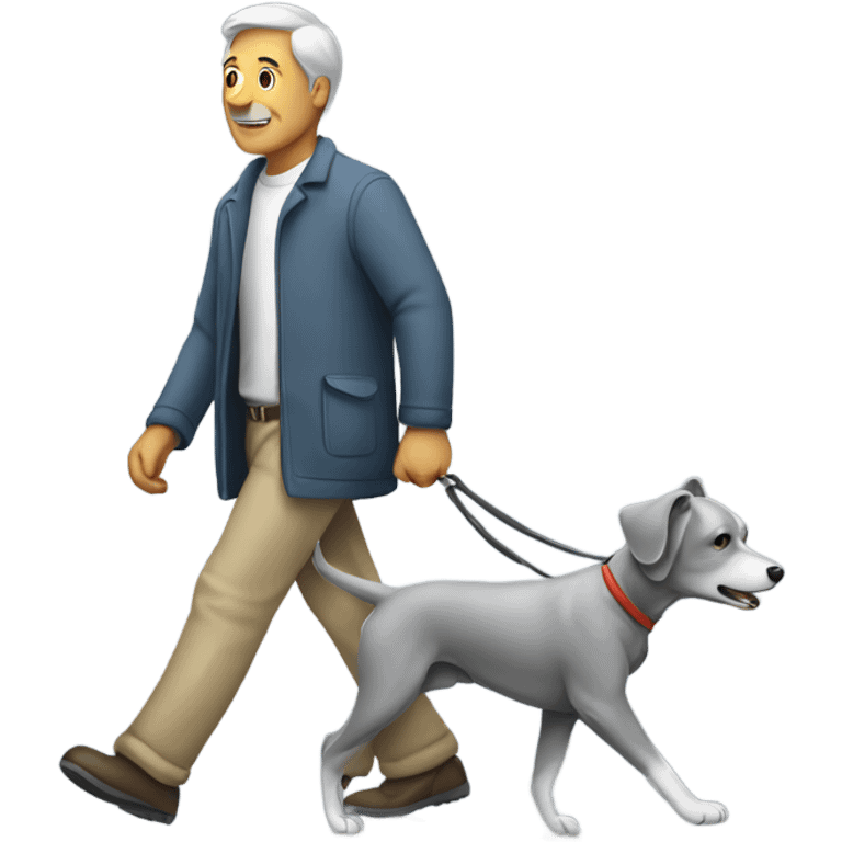 Man walking a grey dog emoji