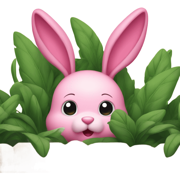 Cute pink bunny playing hide and seek emoji