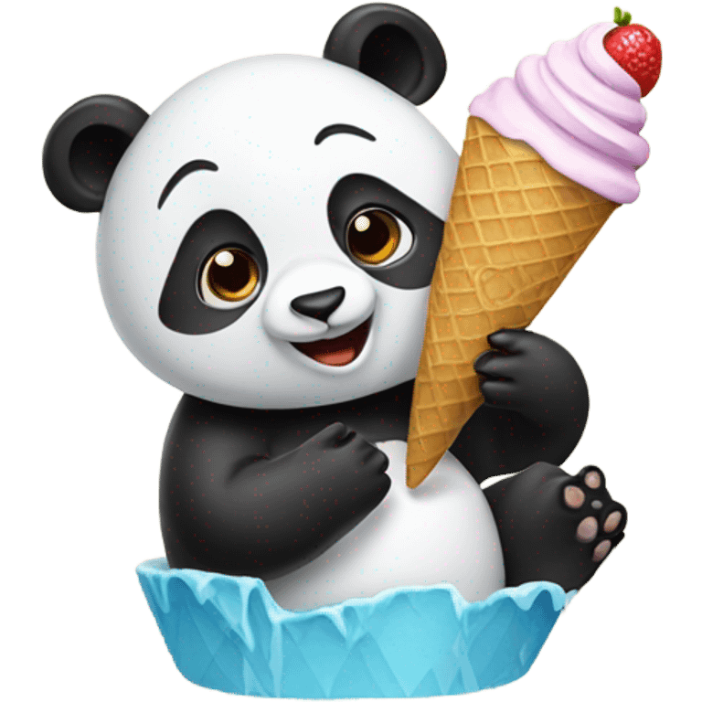 Panda eating ice cream emoji