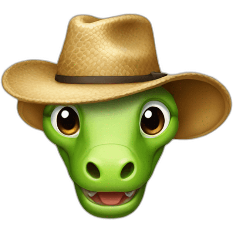 Snake with cow  oy hat emoji