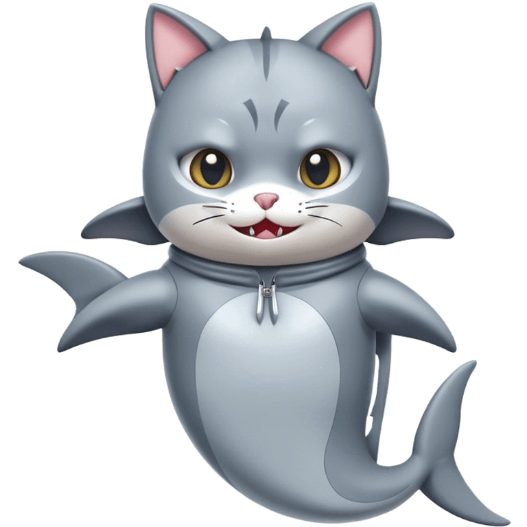 Cat in a shark costume emoji