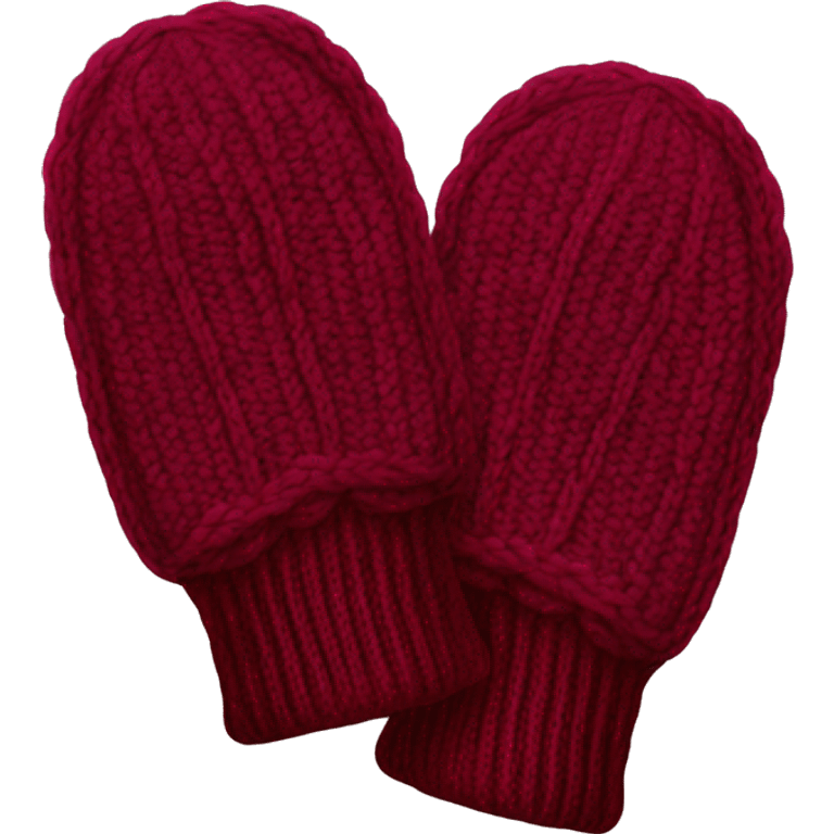 Knitted burgundy pair of mitten emoji