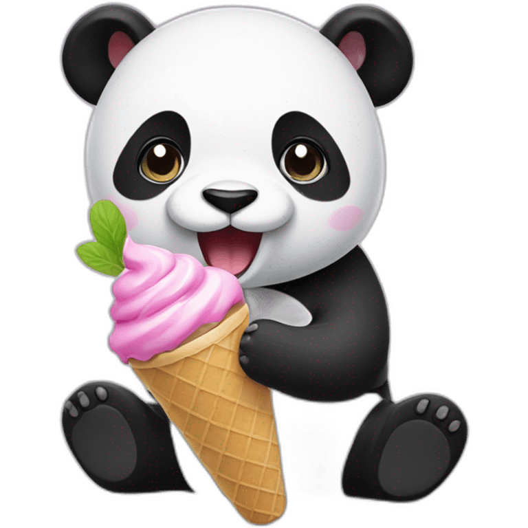 Panda eating ice cream emoji