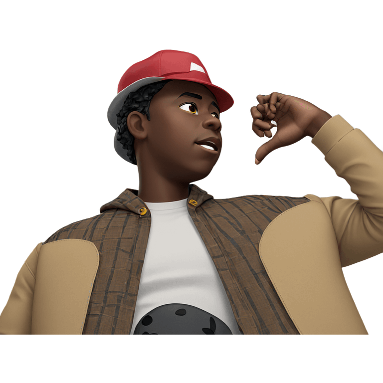 dark skinned boy in hat emoji