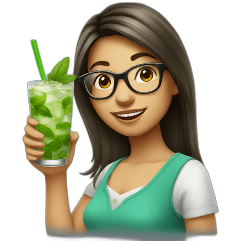 argentina girl with glasses drinking mojito emoji