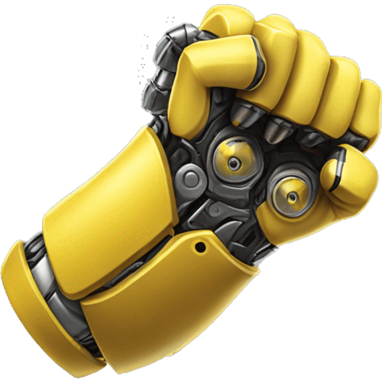 Yellow mechanical cyborg bicep that’s flexing emoji