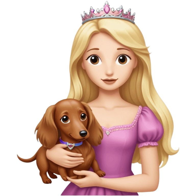 Blonde princess holding a Long haired dachshund  emoji