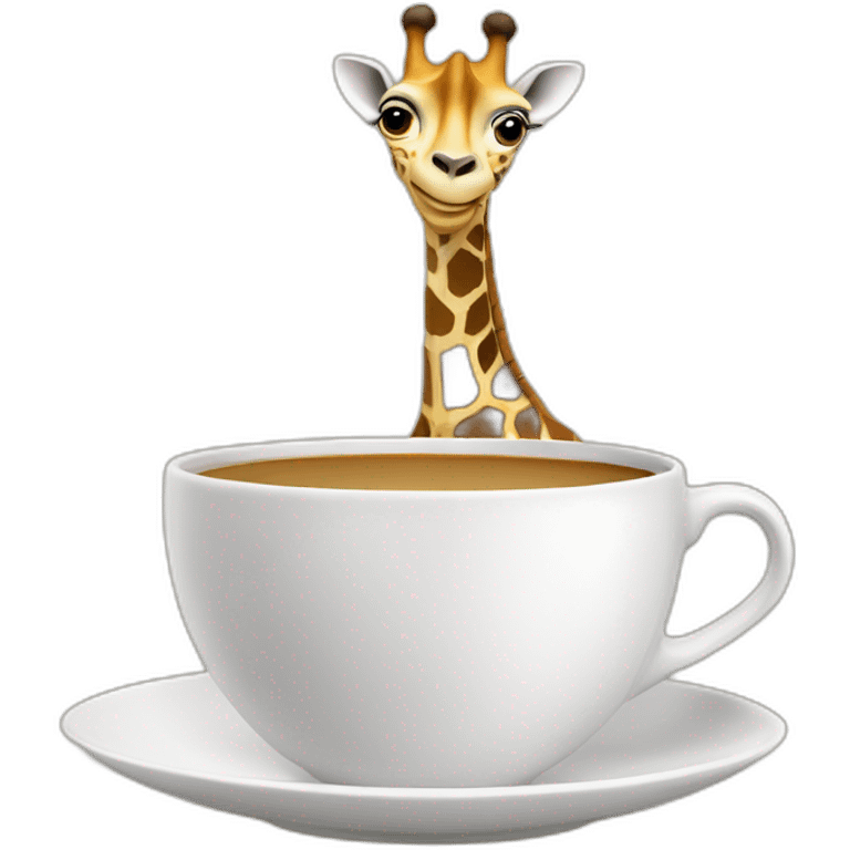 une girafe avec une tasse emoji