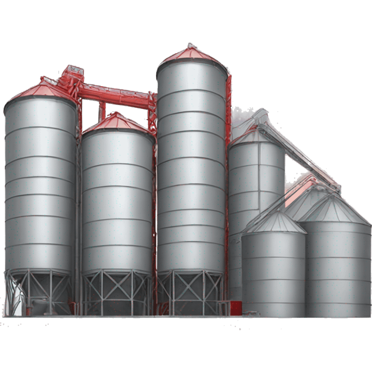 3 Silos with grey and red color scheme emoji