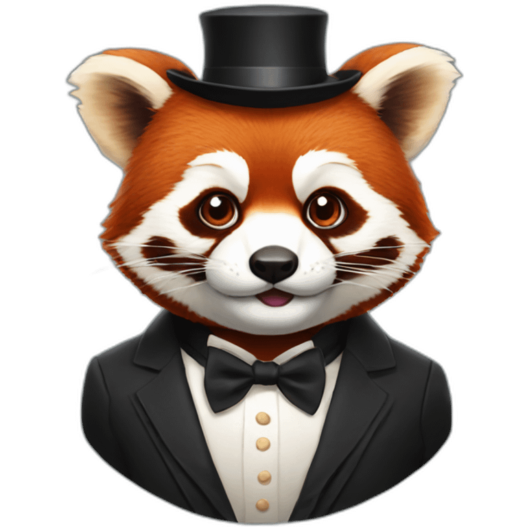 Red panda wearing monocles emoji