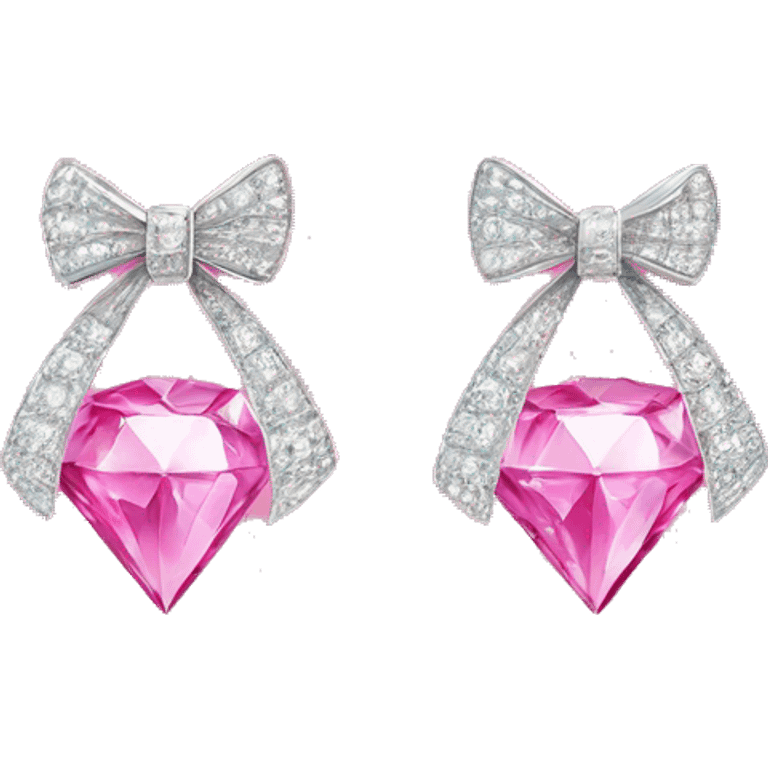 diamond earrings with a bow in pink emoji