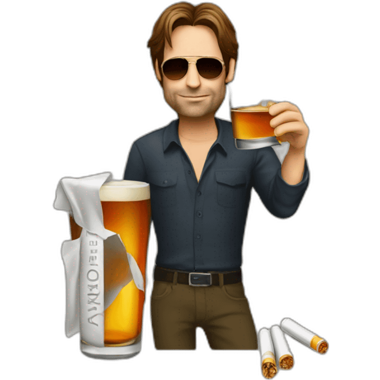 hank moody holds a glass of whisky and cigarettes emoji