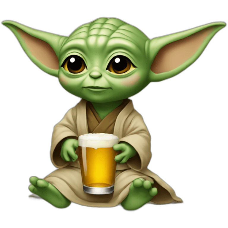 Bébé Yoda qui boit une bière emoji