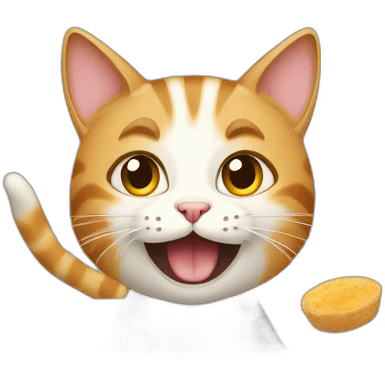 A cat with excited on watching food dish preparing emoji