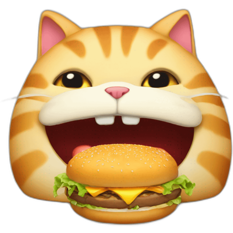 fat cat eating burger emoji