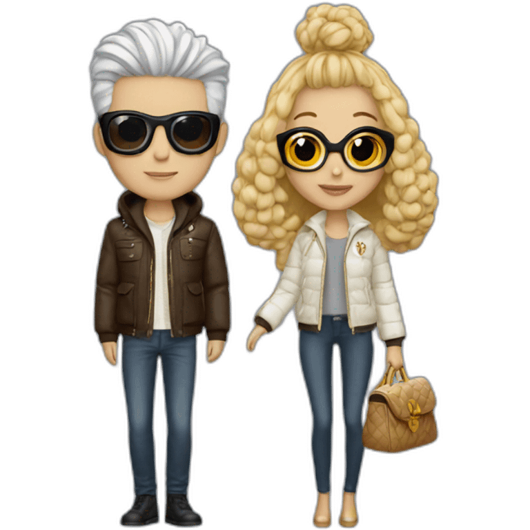 Couple with lv pufffer jacket emoji