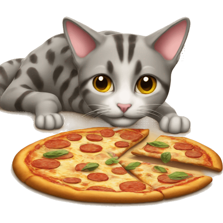 Cat eating pizza emoji