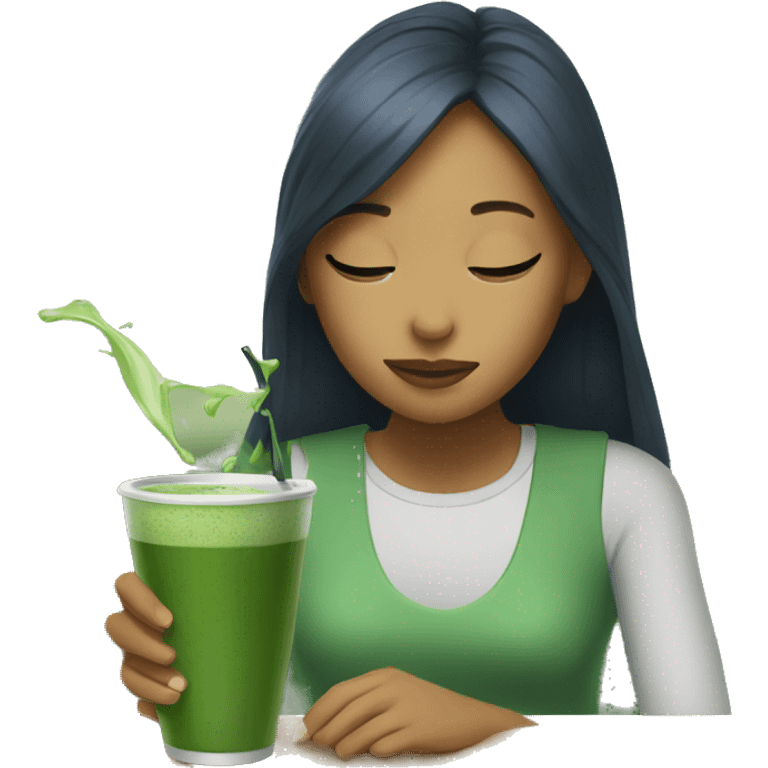 Girl drinking Matcha emoji