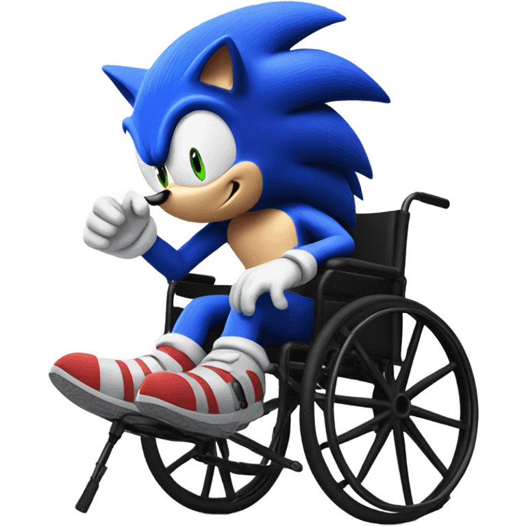 sonic the hedge hog in a wheel chair and missing a leg emoji