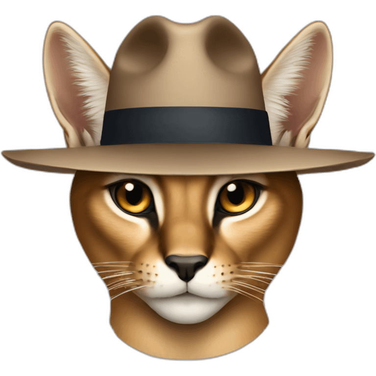 caracal face with fedora hat emoji