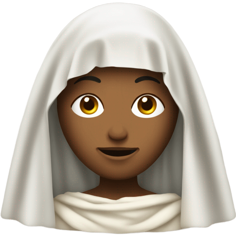 Saint Veronica holding the open veil with the face of Jesus painted on it emoji