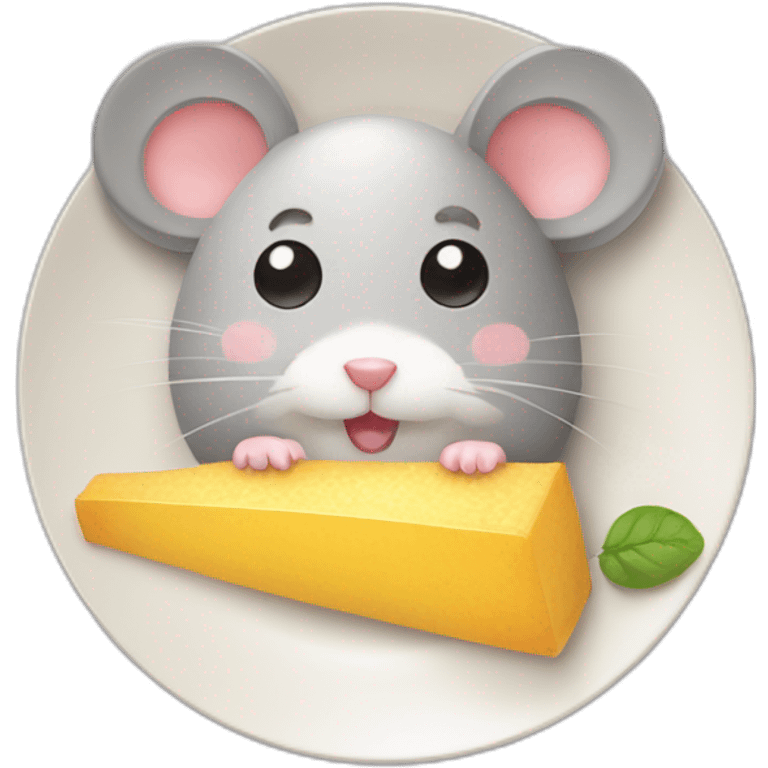 fluffy cute mouse plate with food emoji