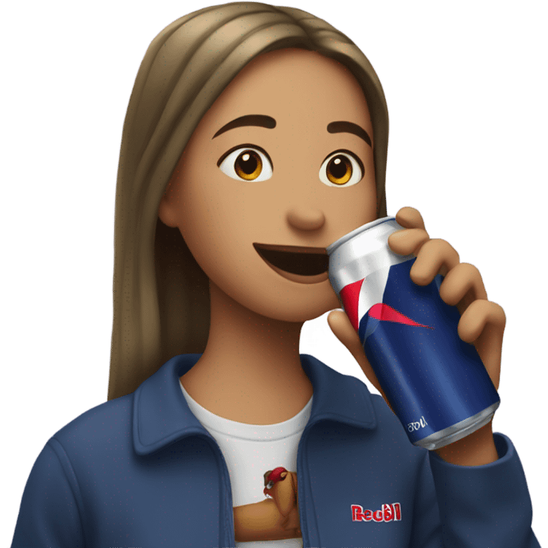 Girl drinking a redbull emoji