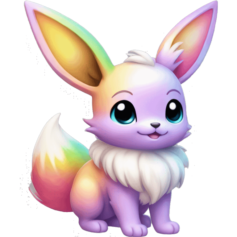 Kawaii Shiny Pastel Rainbow Eevee Full Body emoji