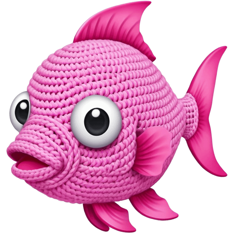 A pink fish is crochet  emoji