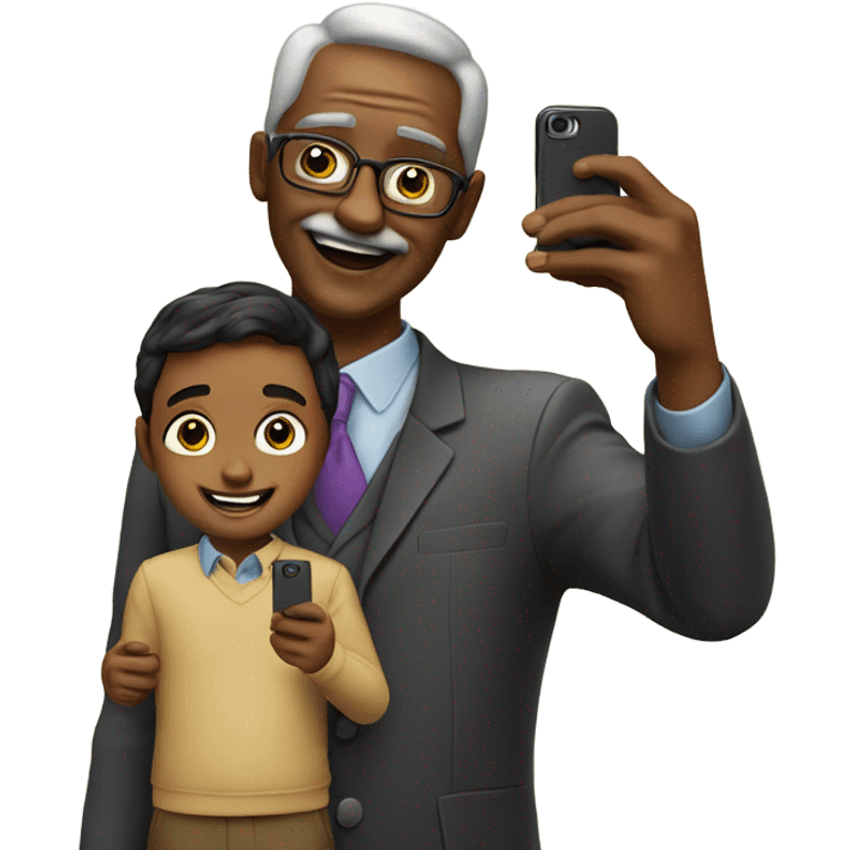 Child taking selfie with his great uncle emoji