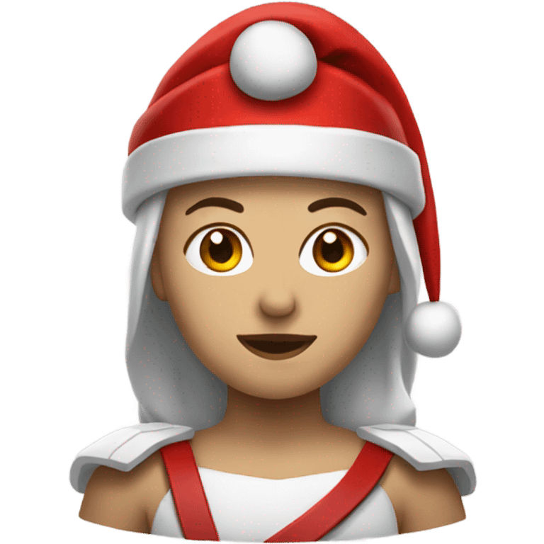 white spartan female wearing red santa hat emoji