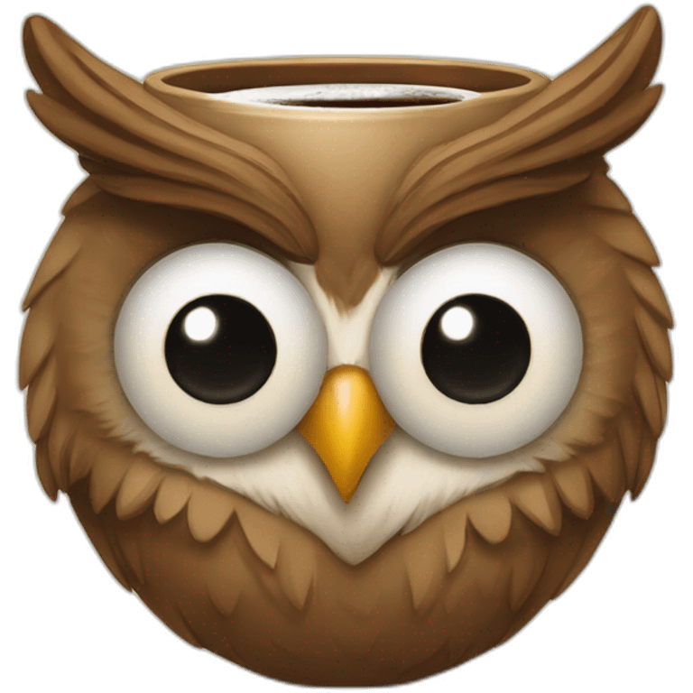 anthropomorphic owl coffee emoji